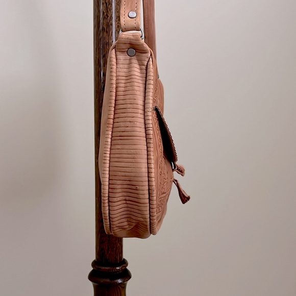 NWOT Crossbody Bag - Moroccan Artisan Tooled Leather - Approx 12”x10”x2” - Picture 5 of 10